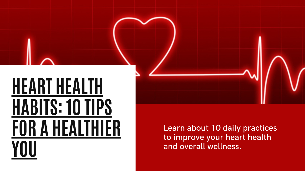 Image of heart-healthy foods, exercise equipment, and relaxation techniques representing the daily practices for heart health.