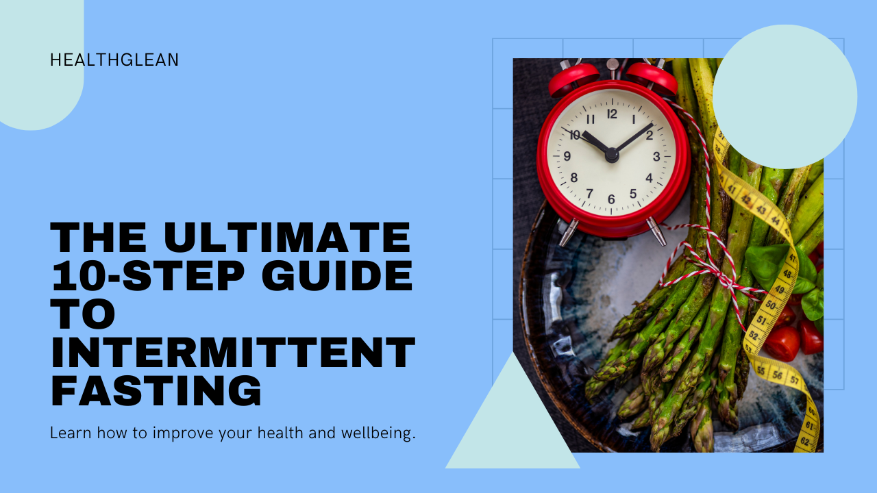 Fresh fruits and vegetables surrounding an active individual, symbolizing vitality and transformation through HealthGlean's 10-Step Guide to Intermittent Fasting.