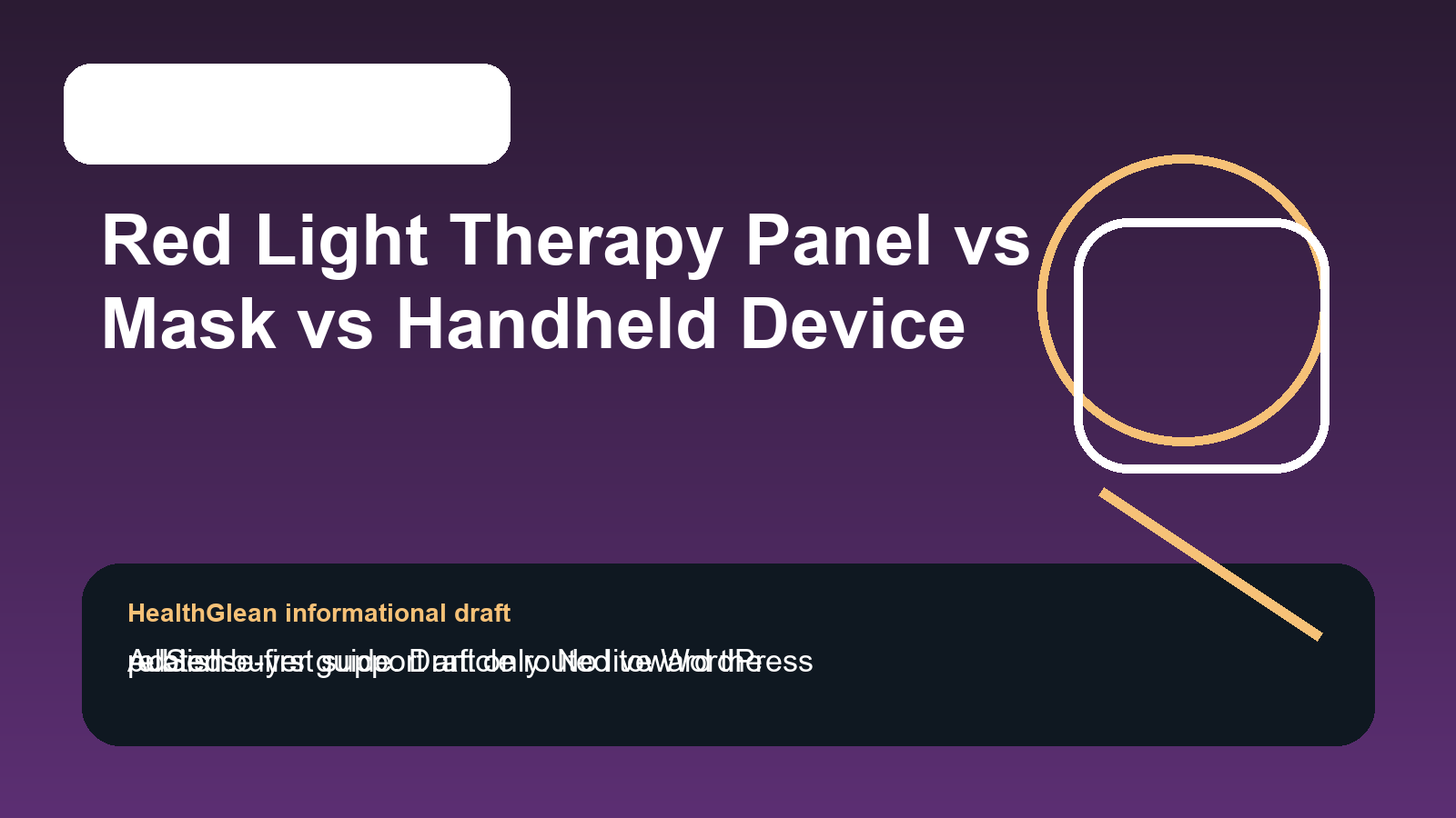 Red Light Therapy Panel vs Mask vs Handheld Device